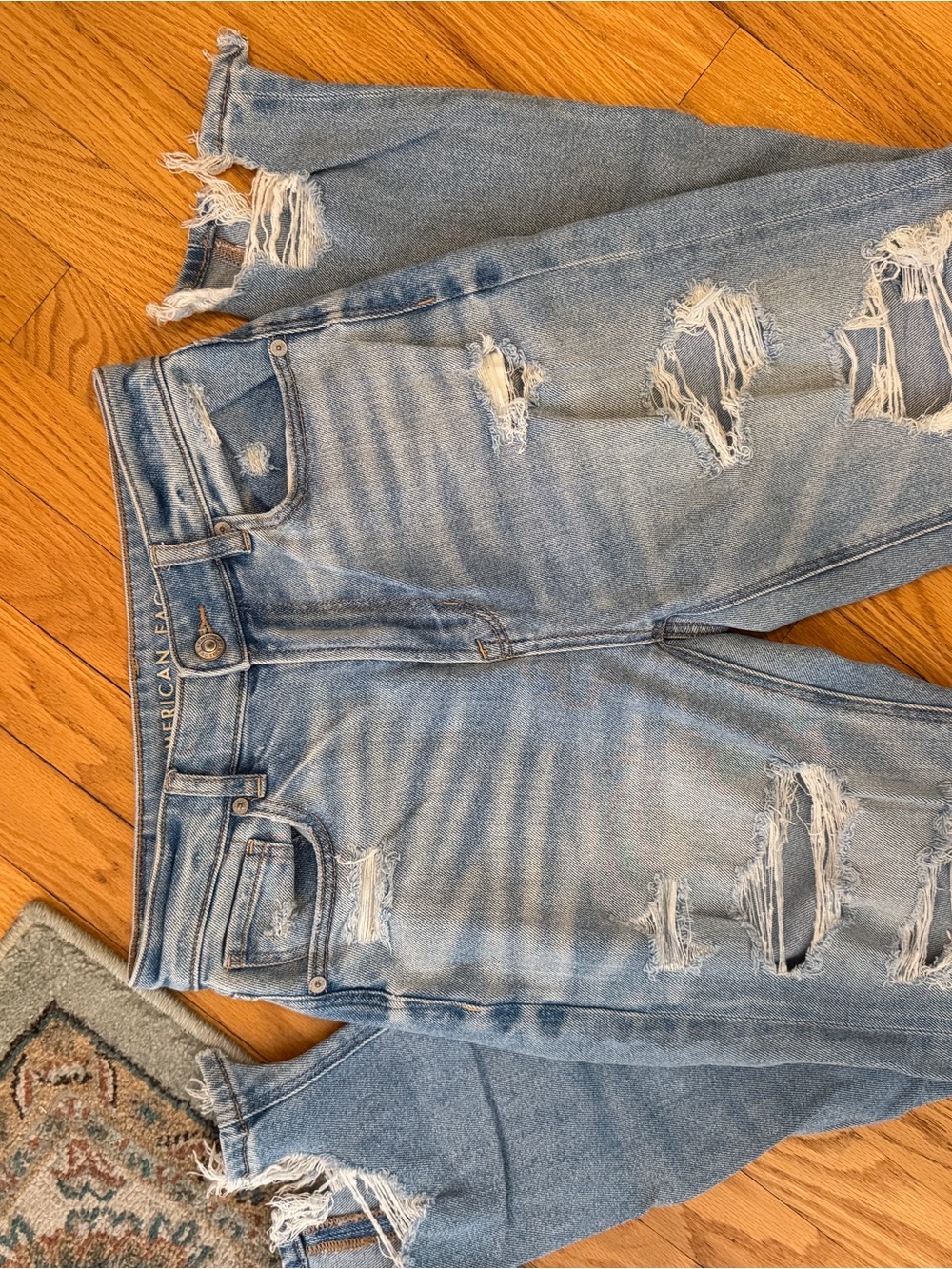 American Eagle Outfitters Distressed Light Wash Boyfriend Jeans